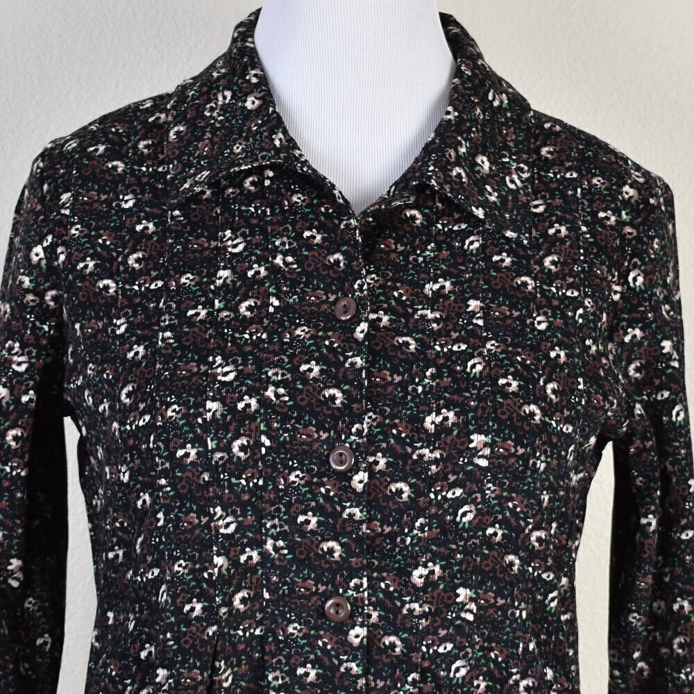 Vintage La Cera Corduroy Floral Dress NEW - M - Picture 3 of 12
